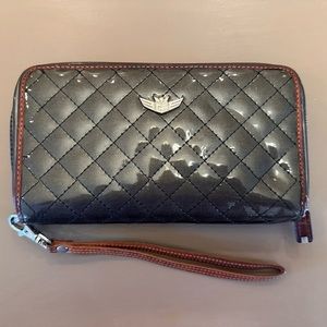 Consuela Grey Patent Quilted Wristlet Wallet